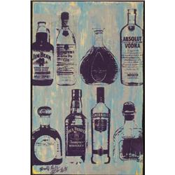 Bobby Hill Original Signed Painting Bottles Blue II