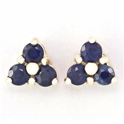 .60ct Natrl Genuine Bl Sapphire 9k Gold Earrings (JEW-9205X)