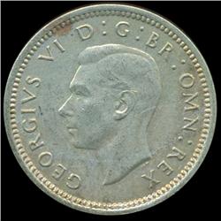 1944 Britian 3p Silver AU+ Scarce (COI-8810)