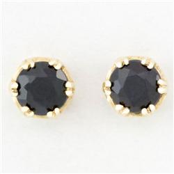 .70ct Natural Black Sapphire 9k Yel Gold Earrings (JEW-9187X)