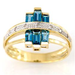 1.54Ct London Blue Topaz & Diamond Ring 9K Gold (JEW-9065X)