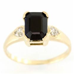 2.51ct Natrl Black Sapphire Diamond Ring 9k Gold (JEW-9481X)