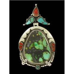 Vintage Tibet Silver Inlaid Pendant (ANT-1582)