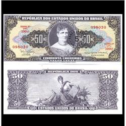 1967 Brazil 50 Cruzeiro Overpring Crisp Uncirculated Note (CUR-05920)