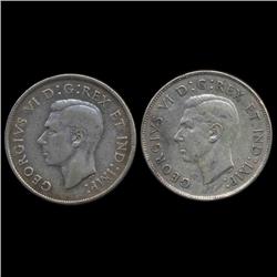 1943 Canada 50c ND WD 2pcs AU+ (COI-8602)