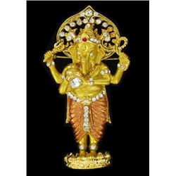 Tibet Gold Plated Ganesh Pin (ANT-1297)