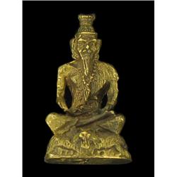 Vintage Thai Bronze Monk Amulet (ANT-1245)