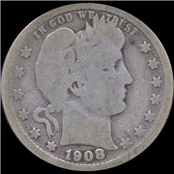 1908D Barber 25c Better Circulated (COI-8790)