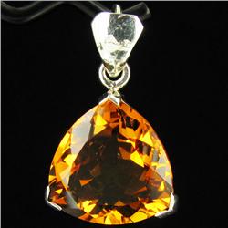 35.92ct Silver Pendant Trillion Cut Orange Citrine (GEM-29745)