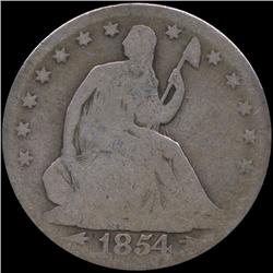 1854 Seated 50c Better Circulated (COI-8787)
