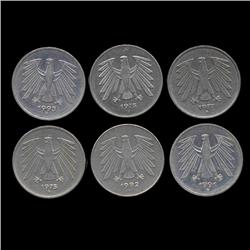 1970s Germany 5 Mark Hi Grade 6 Pcs (COI-8217)