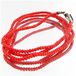 26ct Red Coral Beads Necklace (JEW-3160)