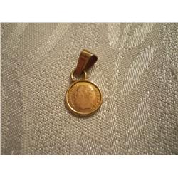 Miniature 22K Gold Maximillian Coin In 14K Gold Bezel