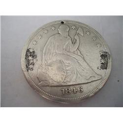 1846 Liberty Seated (no motto) Silver Dollar - VG