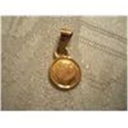 Miniature 22K Gold Maximillian Coin In 14K Gold Bezel