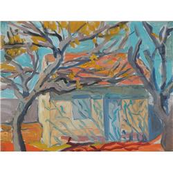 Mary Swanzy HRHA (1882-1978) HOUSE WITH A RED ROOF