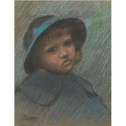 Paul Henry RHA (1876-1958) HEAD OF A GIRL WEARING A HAT (1895-1898)