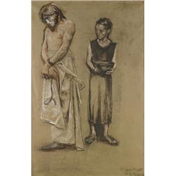 Sean Keating PRHA HRA HRSA (1889-1977) STUDY FOR STATION OF THE CROSS [CHRIST BEFORE PILATE, NO. 1] 