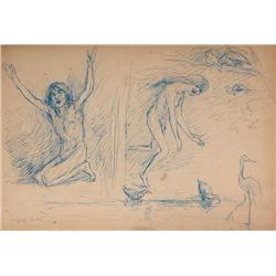 Attributed to George Russell ('AE') (1867-1935) PREPARATORY SKETCHES FOR THE VOLUME ECHO (SET OF TWO