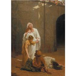 Saint George Hare RI ROI (1857-1933) A MARTYR AND FOUR FEMALE FIGURES IN AN AMPHITHEATRE