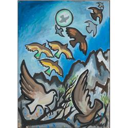 Markey Robinson (1918-1999) BIRDS IN A LANDSCAPE