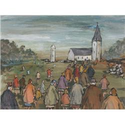 Gladys Maccabe HRUA ROI FRSA (b.1918) GOING TO CHURCH