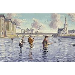 Ivan Sutton (b.1944) DOUBLE-HANDED ON THE MOY, THE RIDGE POOL, BALLINA