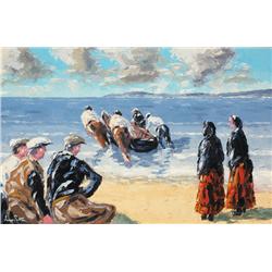 Ivan Sutton (1944) CURRACH LAUNCH, INIS OIRR, COUNTY GALWAY