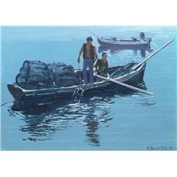 Cecil Maguire RHA RUA (b.1930) LIFTING PRAWN POTS, ROUNDSTONE, 2006