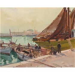 Robert Taylor Carson HRHA (1919-2008) HARBOUR, PALMA, MAJORCA