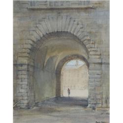 Thomas Ryan PPRHA (b.1929) ARCHWAY THROUGH TO A COURTYARD