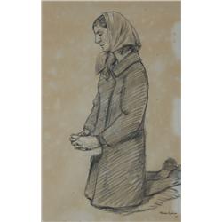 Thomas Ryan PPRHA (b.1929) WOMAN PRAYING, 1971