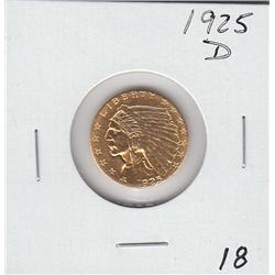 $2.5 GOLD INDIAN QUARTER EAGLE 1925 D