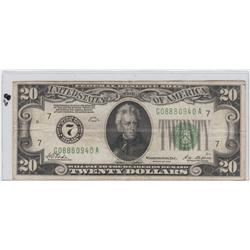 $20 NUMERICAL FRN 1928 REDEEMABLE IN GOLD NOTE