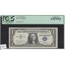 $1 1957 SILVER CERTIFICATE PCGS 63 PPQ