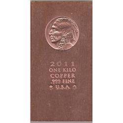 1 KILO 2.2 LBS OF PURE COPPER .999 HUGE BAR