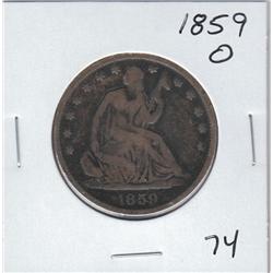 1859 O SEATED HALF
