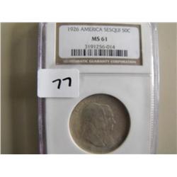 1926 AMERICA SESQUITENNIAL 50 c HALF NGC MS 61