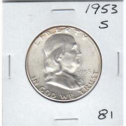 FRANKLIN 1953 S HALF FLASHY (UNC)