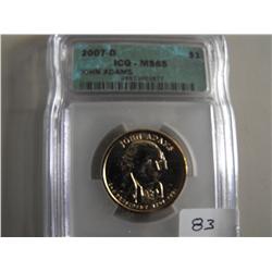 ADAMS $1 2007 D ICG MS 65