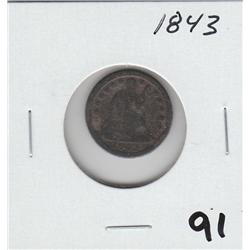 1843 SEATED DIME