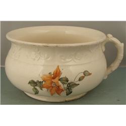 Large Vintage Ceramic Floral One Handled Washing Bowl