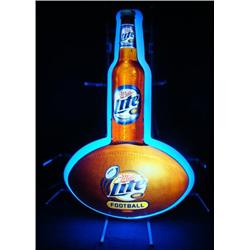 Miller Lite Beer Football Neon Bar Sign Ball Bottle