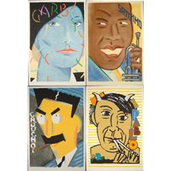 Seymour Chwast Signed Print Groucho Pablo Garbo Satchmo