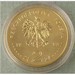 1 Polish 2 Zlot Nordic Gold 1998 Gem UNC Coin