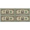 Image 1 : 4 Consecutive # 2003 A $2 Bills Notes F Mint Atlanta CU