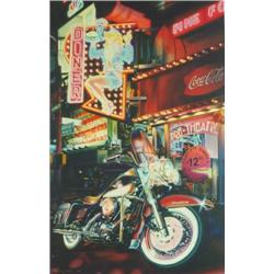 James Gucwa KING & I Retro Motorcycle Art S/N Canvas