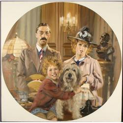William Chambers Original Painting Annie, Lilly,Rooster