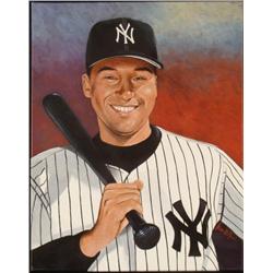 Leon Wolf Original Signed Painting Derek Jeter Yankees