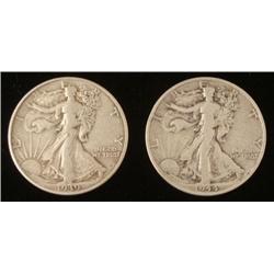 2 Walking Liberty Half Dollars Coin 1939 and 1944-S